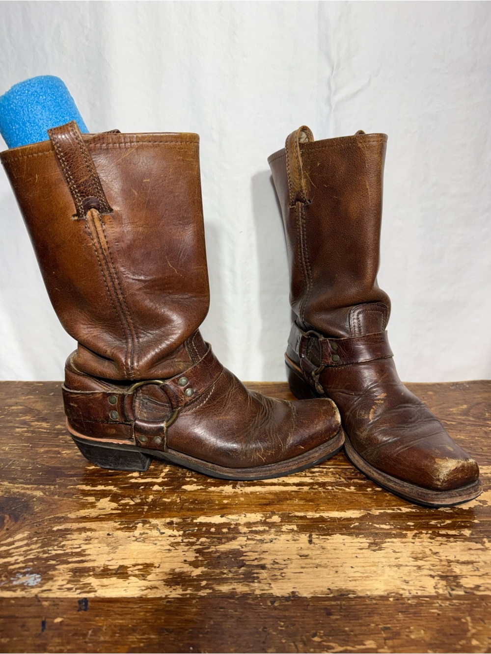 Frye Brown Leather Harness Western Boots